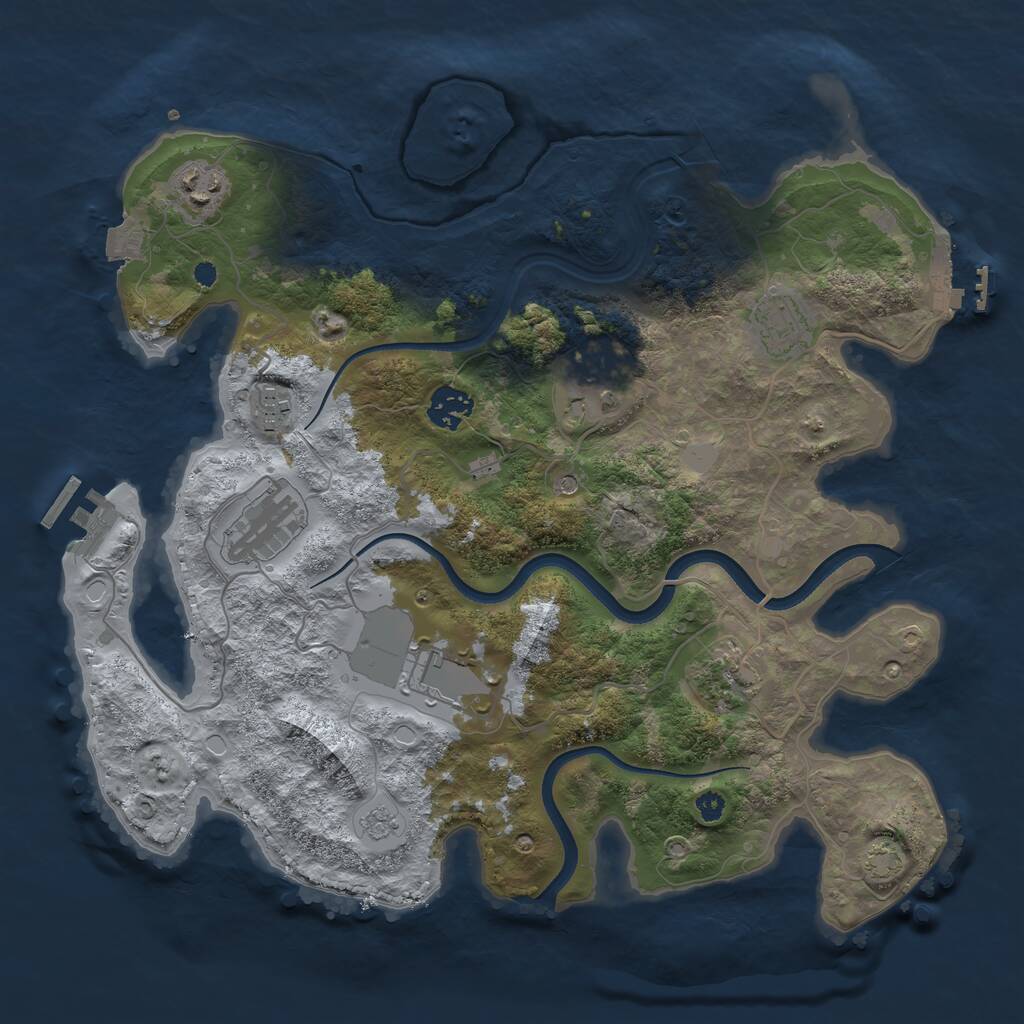 Rust Map: Procedural Map, Size: 3550, Seed: 601201, 14 Monuments