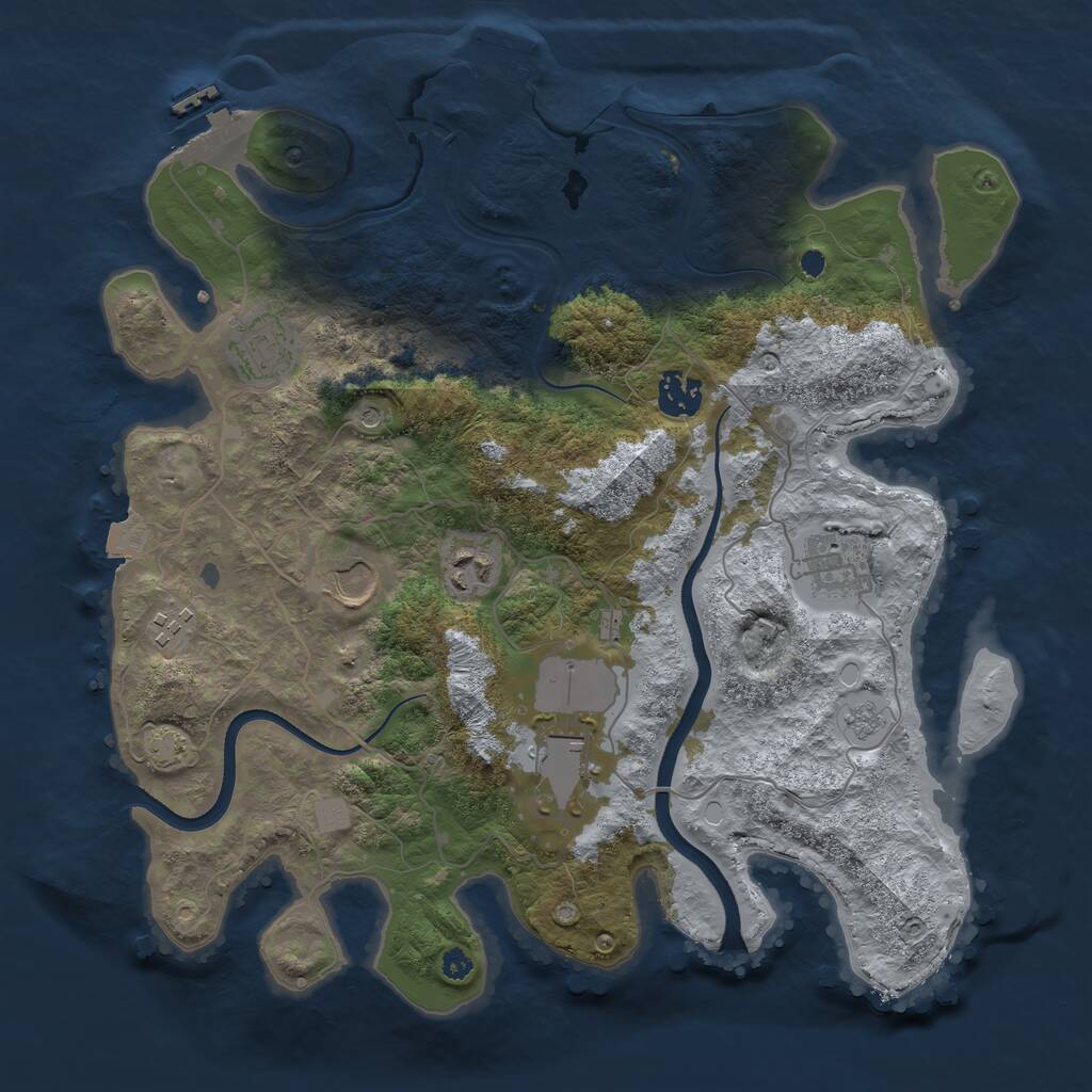 Rust Map: Procedural Map, Size: 3550, Seed: 9461, 13 Monuments