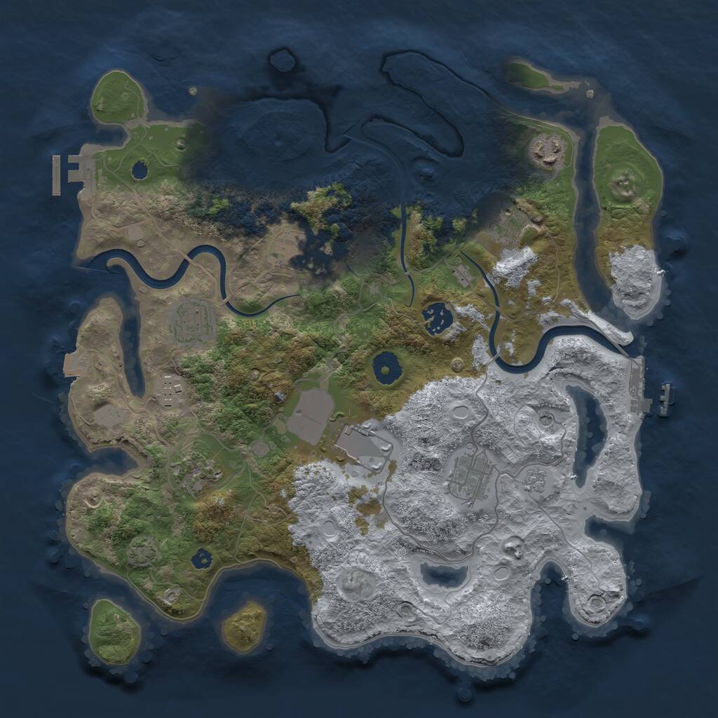 Rust Map: Procedural Map, Size: 3550, Seed: 47515, 15 Monuments