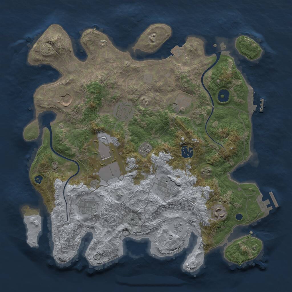 Rust Map: Procedural Map, Size: 3550, Seed: 304269, 14 Monuments