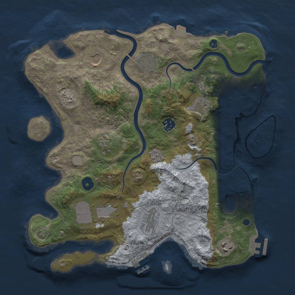 Rust Map: Procedural Map, Size: 3550, Seed: 291183, 15 Monuments