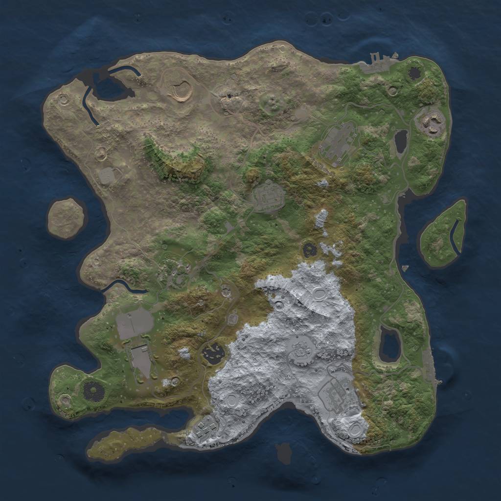 Rust Map: Procedural Map, Size: 3550, Seed: 291183, 18 Monuments