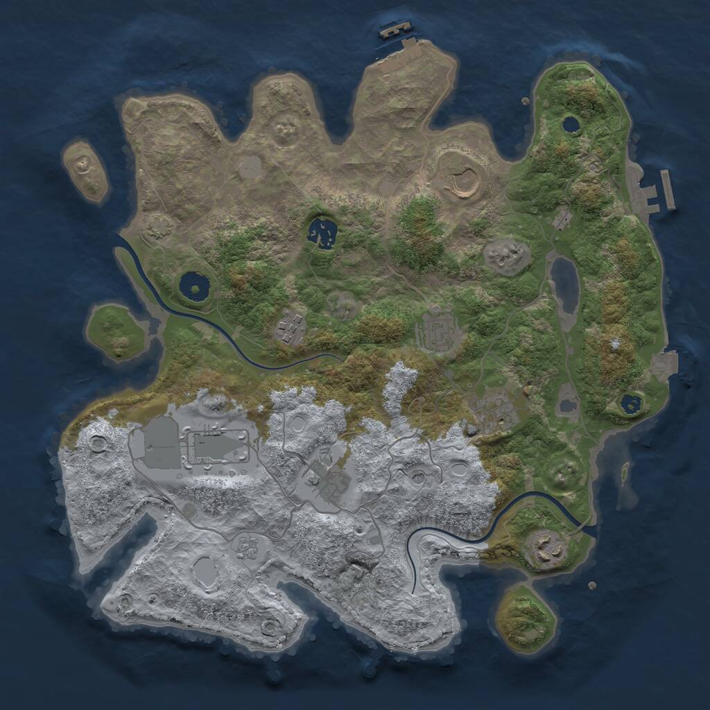 Rust Map: Procedural Map, Size: 3550, Seed: 295719, 14 Monuments