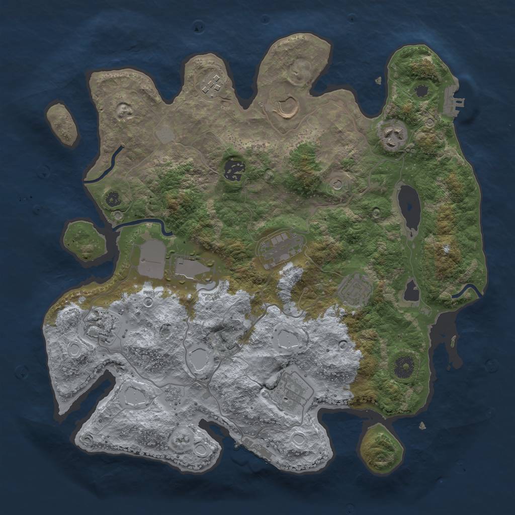 Rust Map: Procedural Map, Size: 3550, Seed: 295719, 18 Monuments