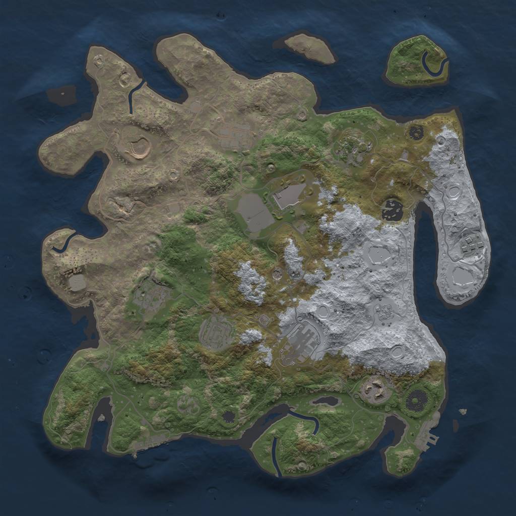 Rust Map: Procedural Map, Size: 3550, Seed: 843061, 19 Monuments