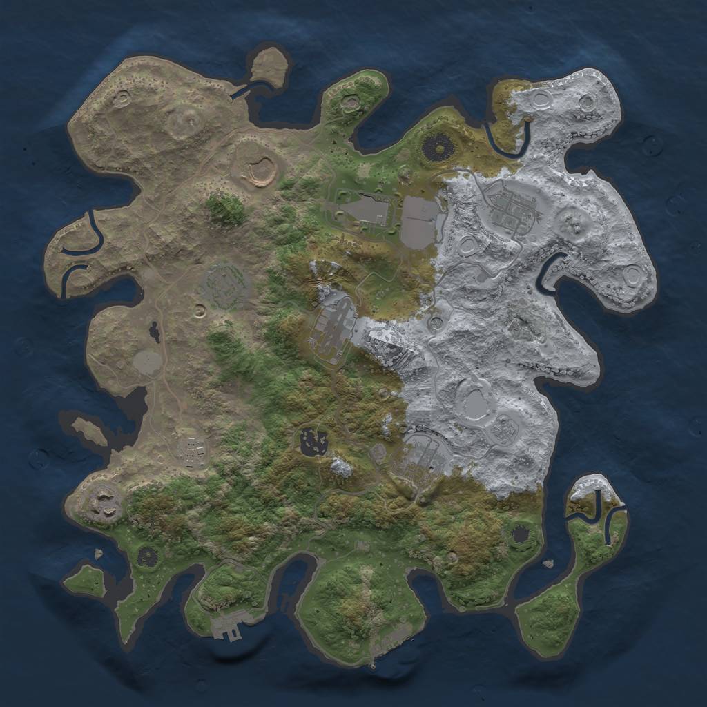 Rust Map: Procedural Map, Size: 3550, Seed: 537066, 18 Monuments