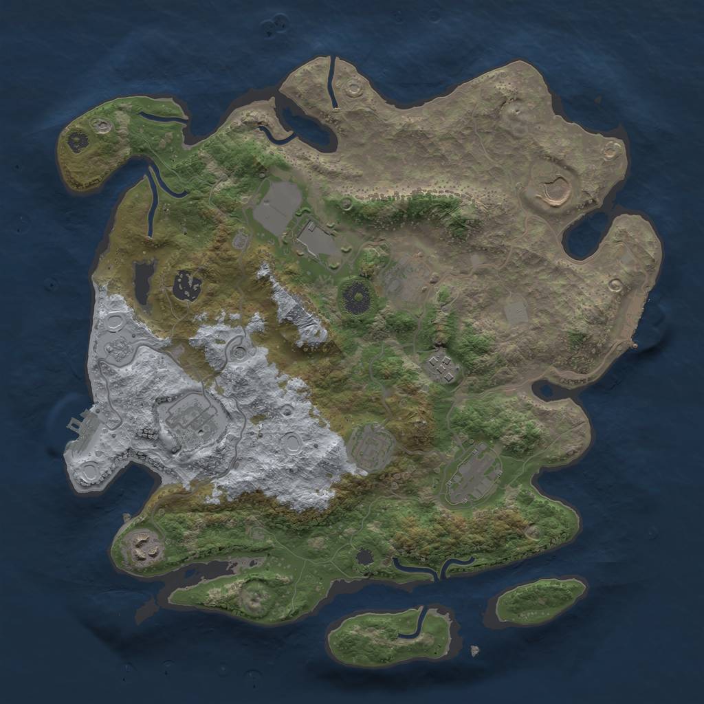 Rust Map: Procedural Map, Size: 3560, Seed: 693174, 18 Monuments