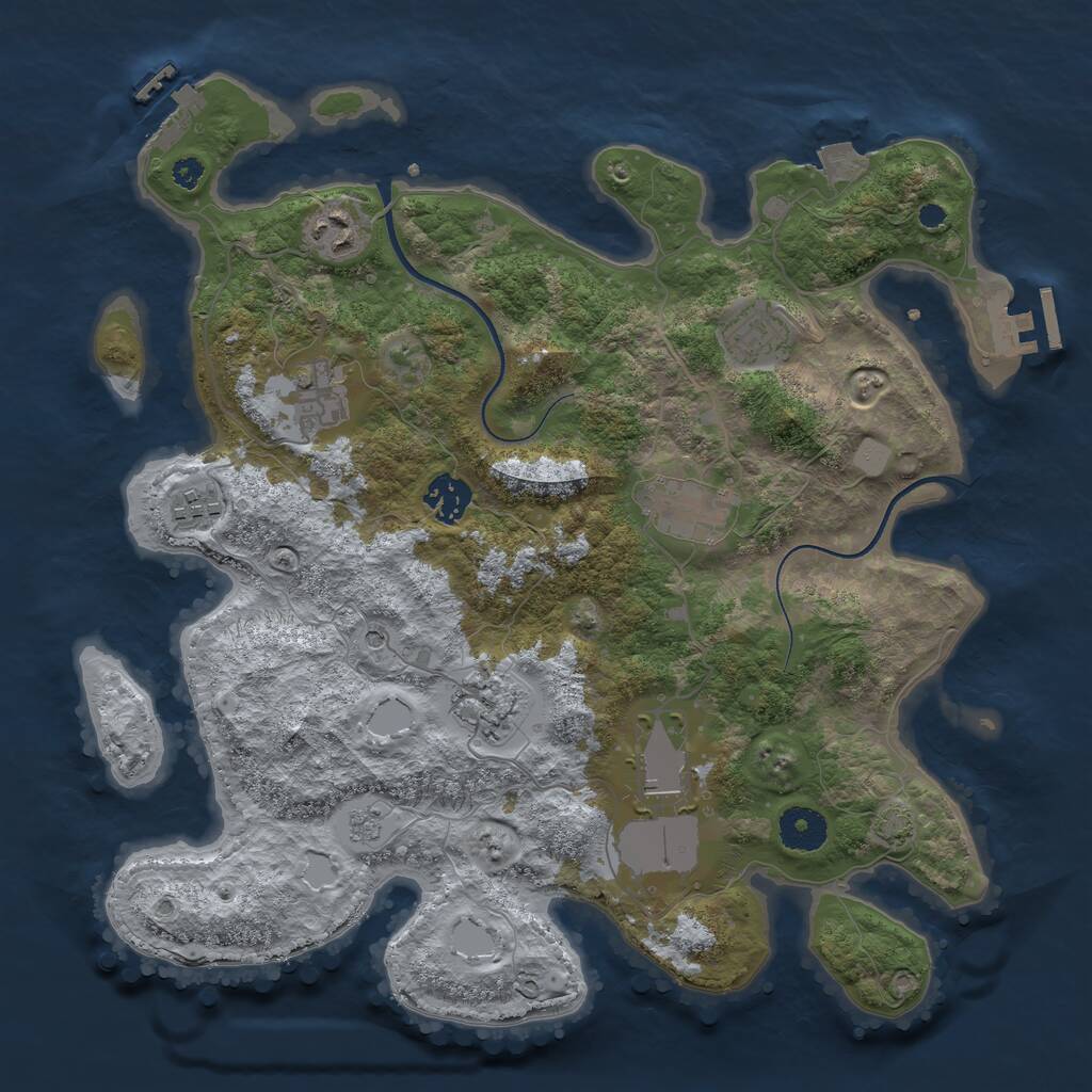 Rust Map: Procedural Map, Size: 3540, Seed: 713942, 14 Monuments