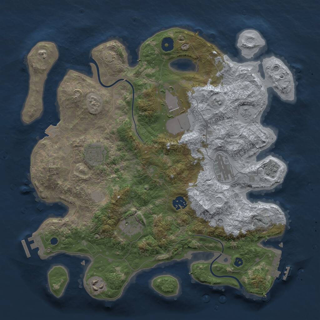 Rust Map: Procedural Map, Size: 3550, Seed: 382854, 13 Monuments