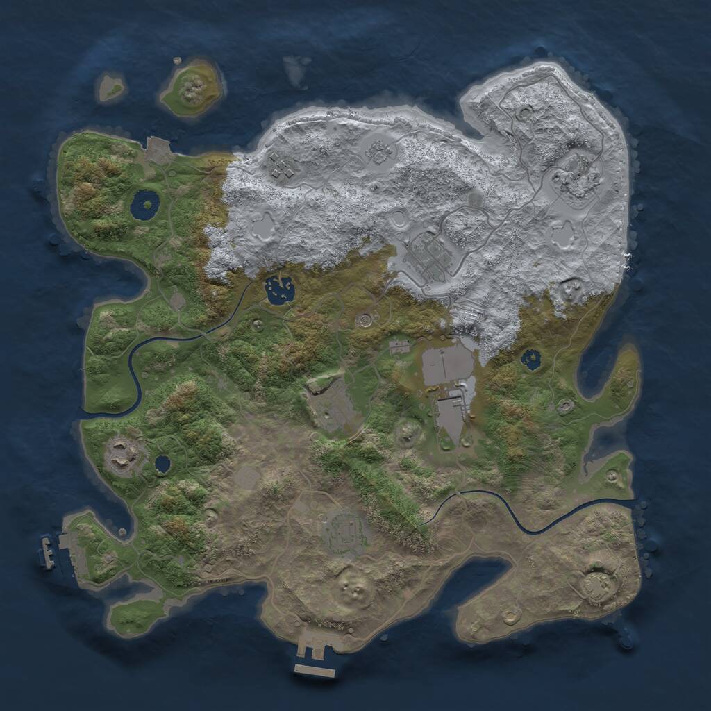 Rust Map: Procedural Map, Size: 3550, Seed: 442933, 14 Monuments