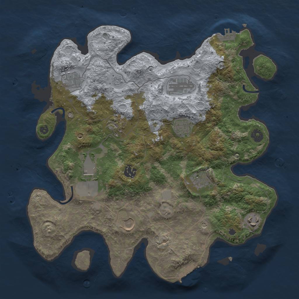 Rust Map: Procedural Map, Size: 3550, Seed: 126915, 18 Monuments