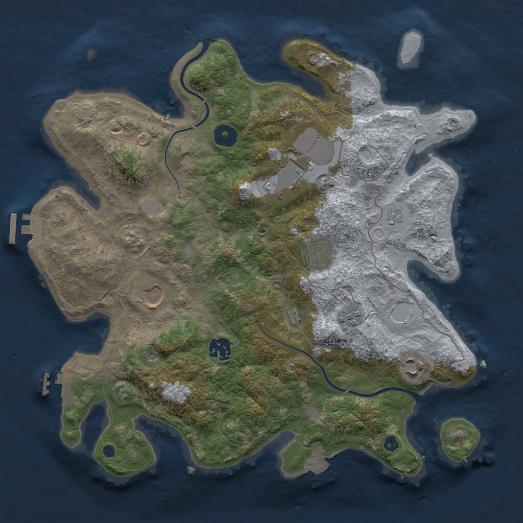 Rust Map: Procedural Map, Size: 3500, Seed: 66224069, 12 Monuments