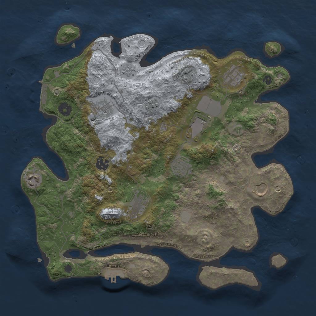 Rust Map: Procedural Map, Size: 3550, Seed: 747562, 17 Monuments