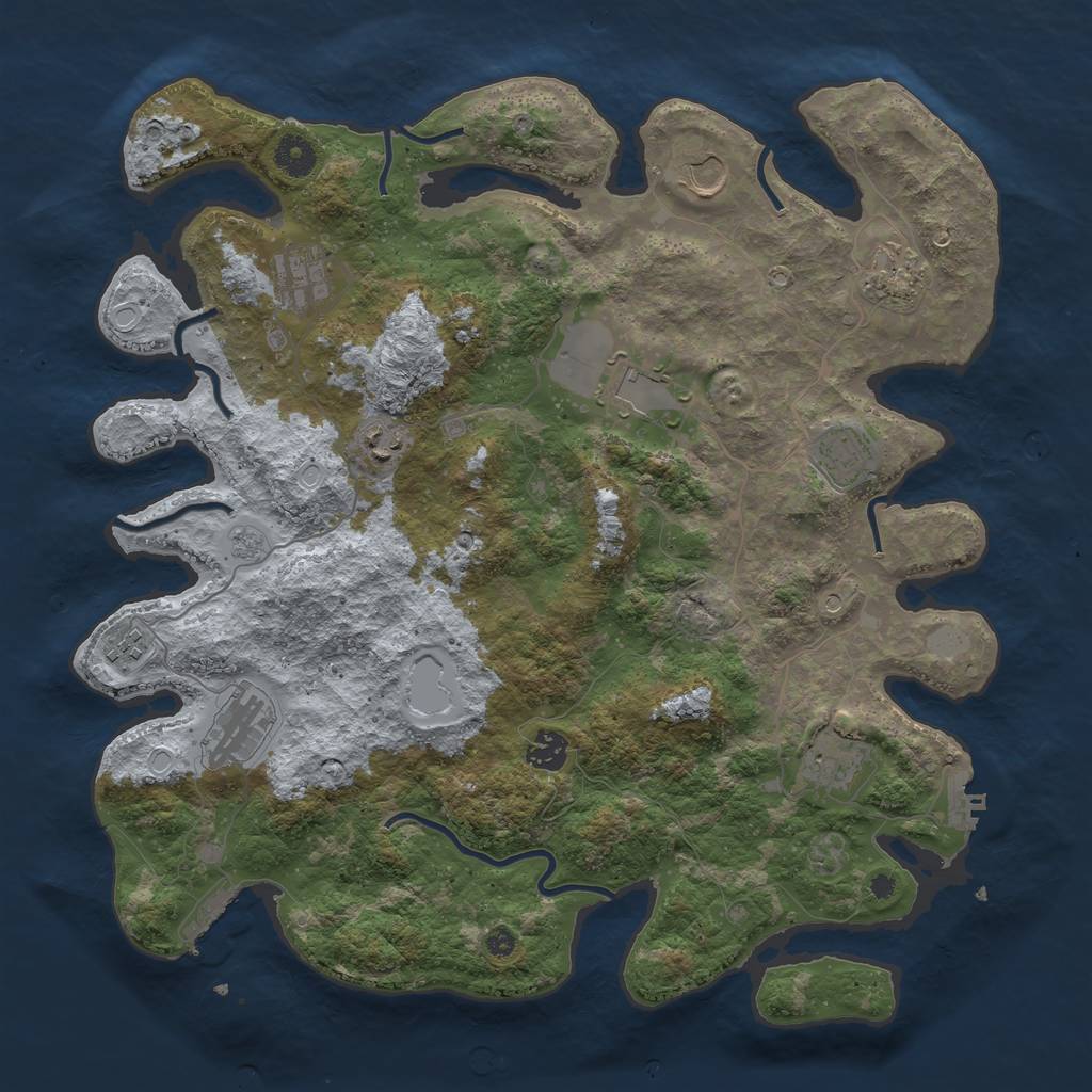 Rust Map: Procedural Map, Size: 3975, Seed: 123456, 19 Monuments
