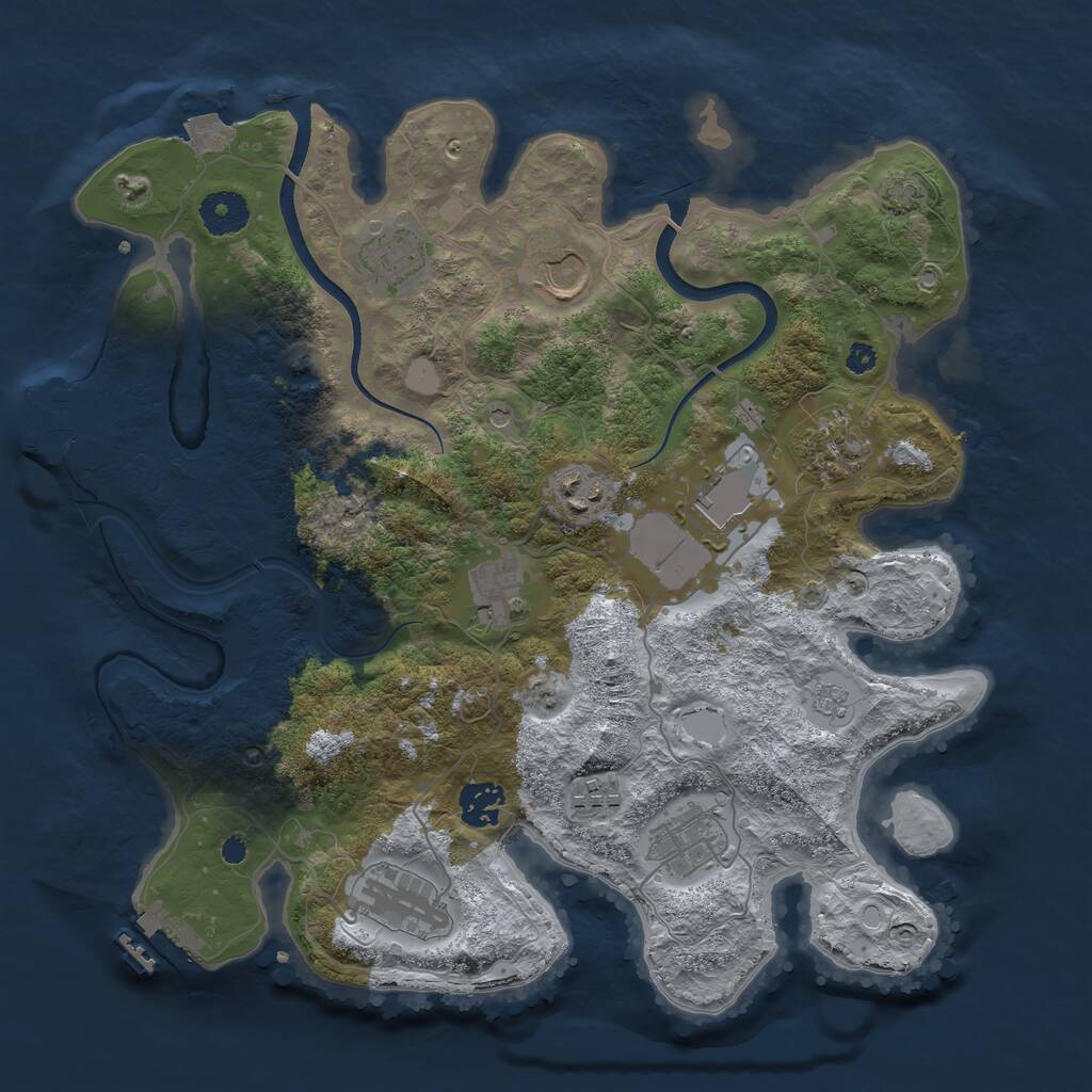 Rust Map: Procedural Map, Size: 3550, Seed: 932136, 16 Monuments