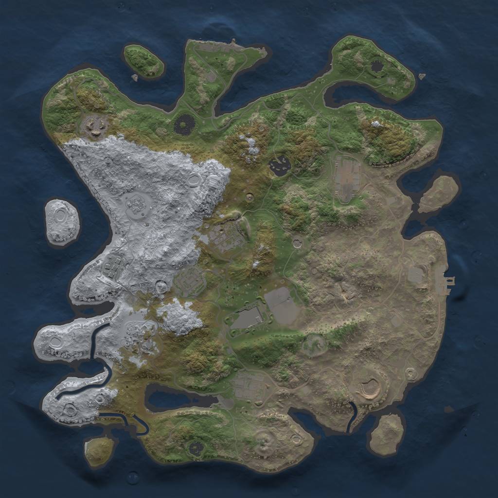 Rust Map: Procedural Map, Size: 3580, Seed: 912780, 19 Monuments
