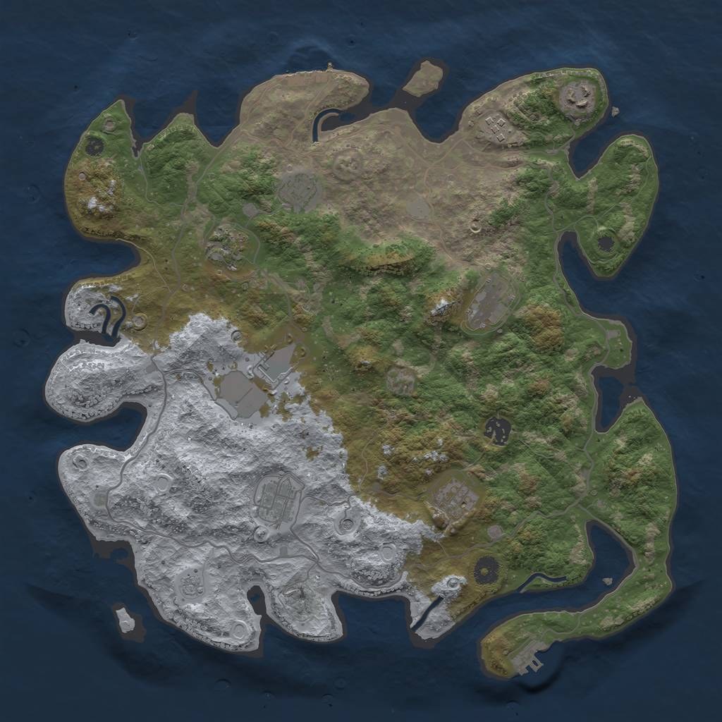 Rust Map: Procedural Map, Size: 4000, Seed: 2458979, 18 Monuments