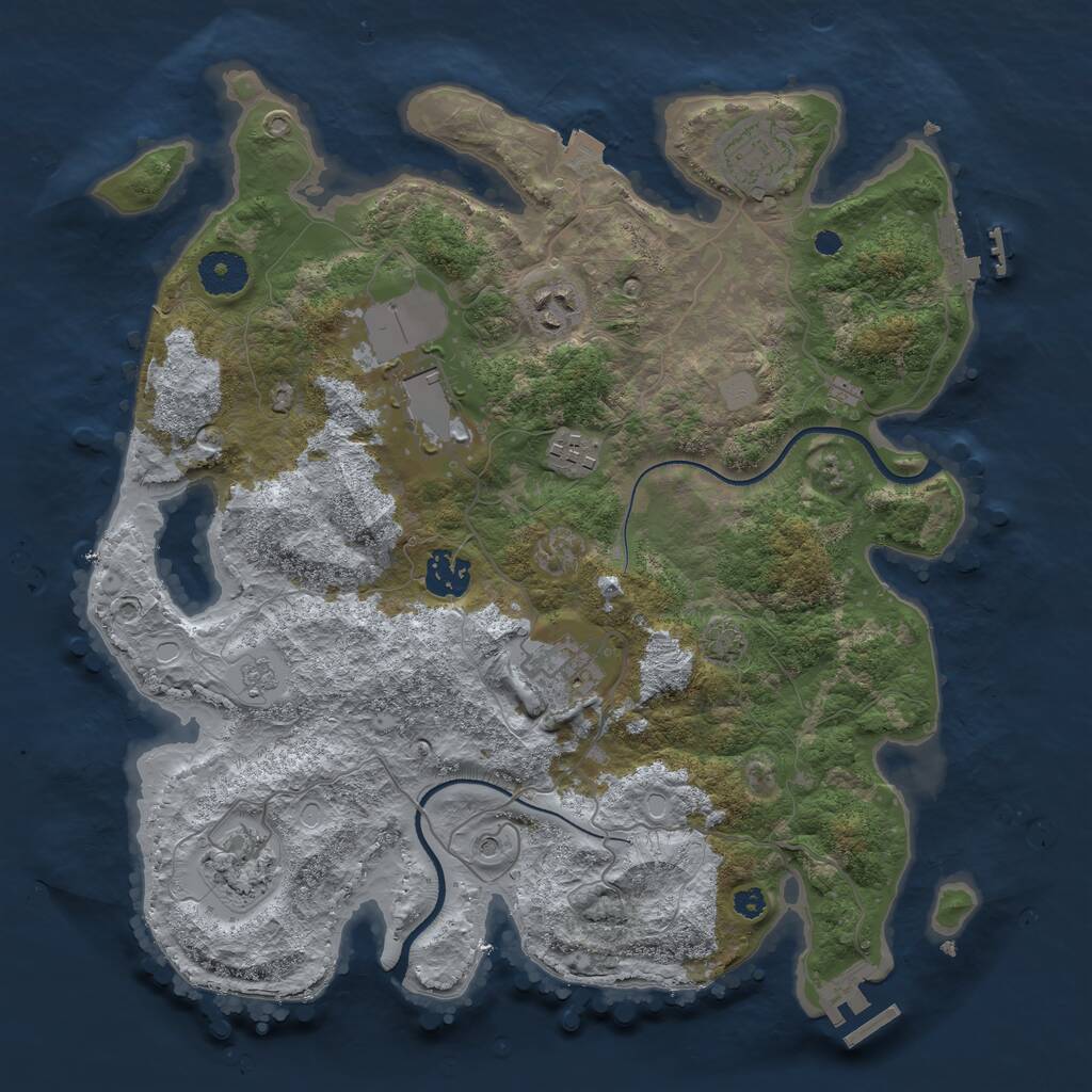 Rust Map: Procedural Map, Size: 3500, Seed: 1803444189, 13 Monuments