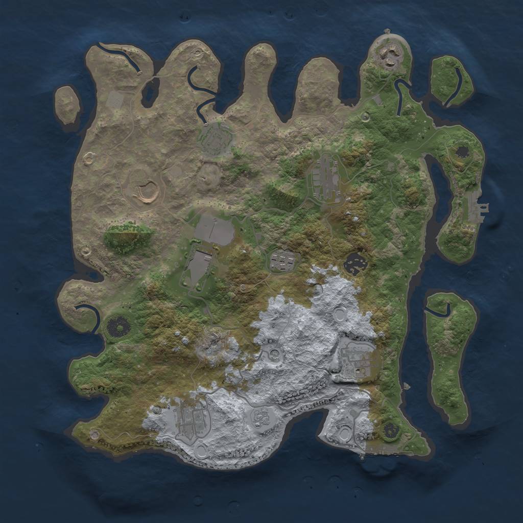 Rust Map: Procedural Map, Size: 3550, Seed: 33965, 18 Monuments