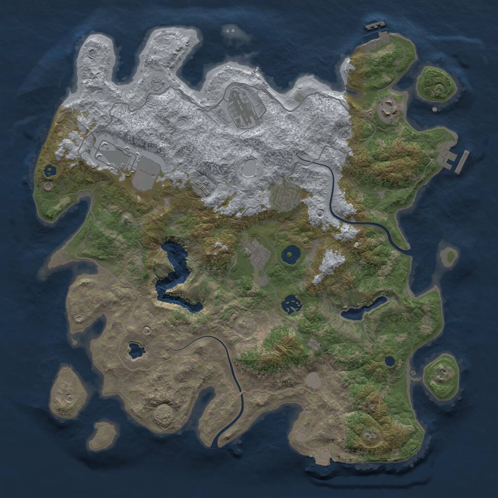 Rust Map: Procedural Map, Size: 4000, Seed: 386716, 13 Monuments