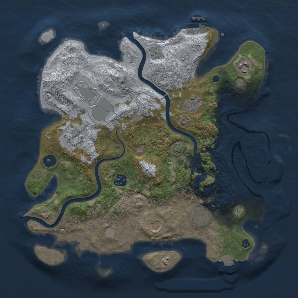 Rust Map: Procedural Map, Size: 3550, Seed: 418990, 14 Monuments