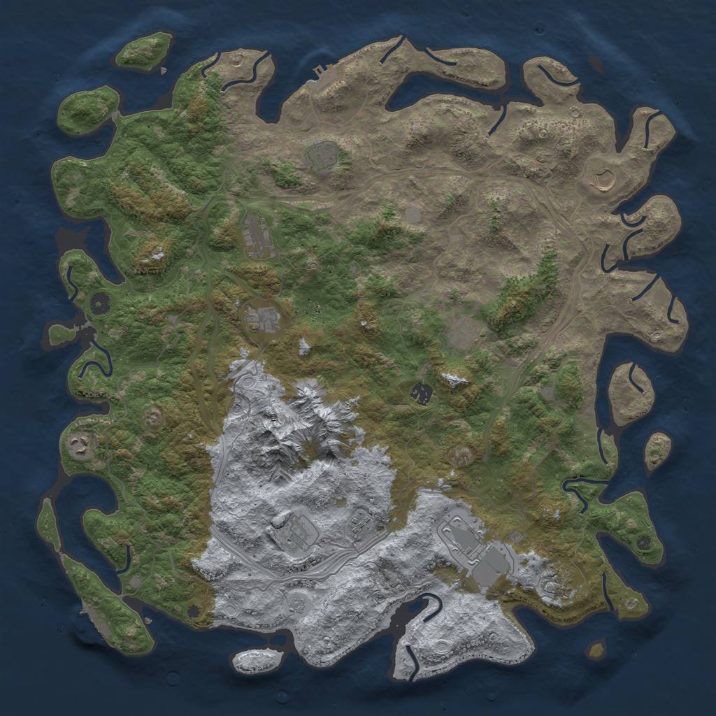Rust Map: Procedural Map, Size: 5000, Seed: 74991, 20 Monuments