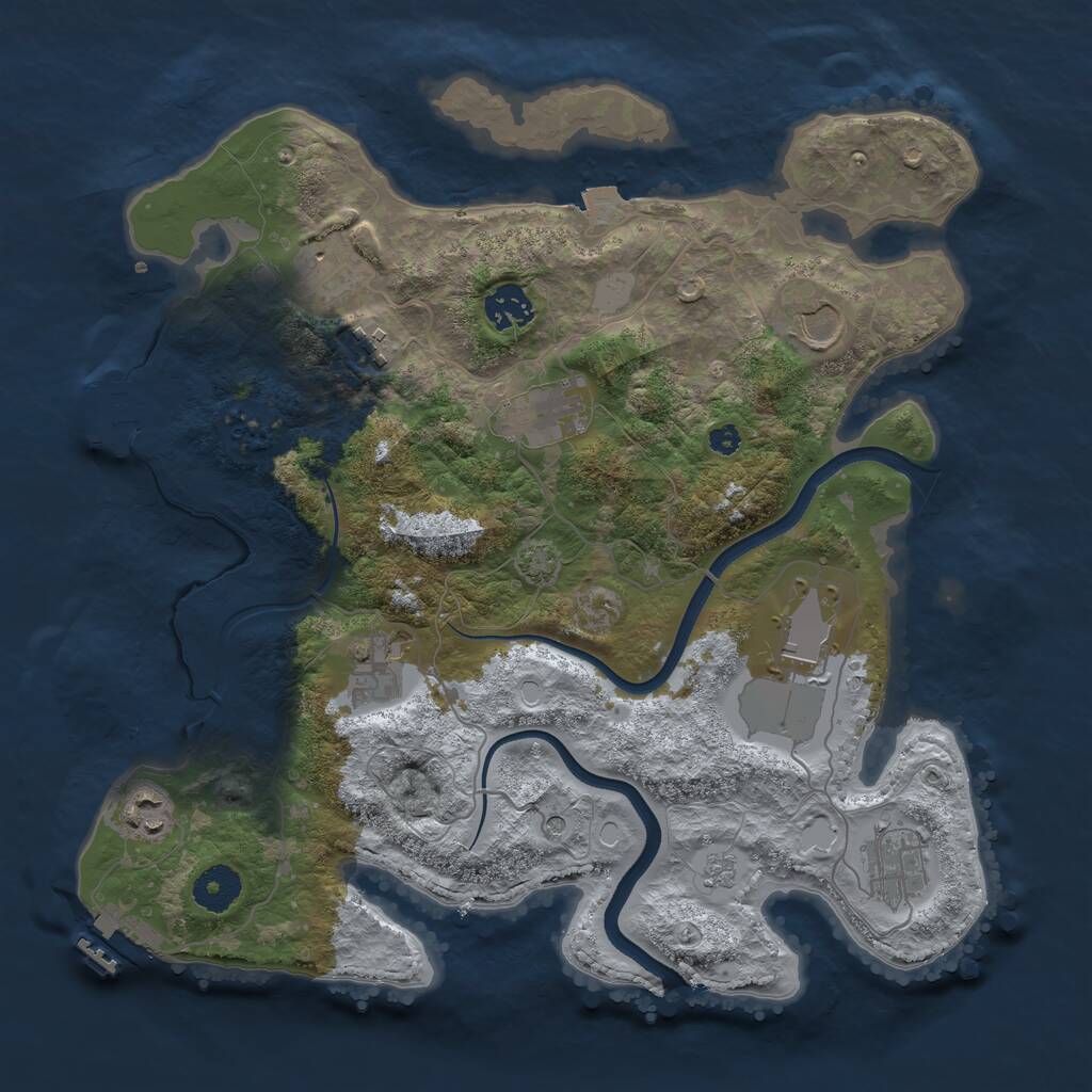Rust Map: Procedural Map, Size: 3550, Seed: 144861, 15 Monuments