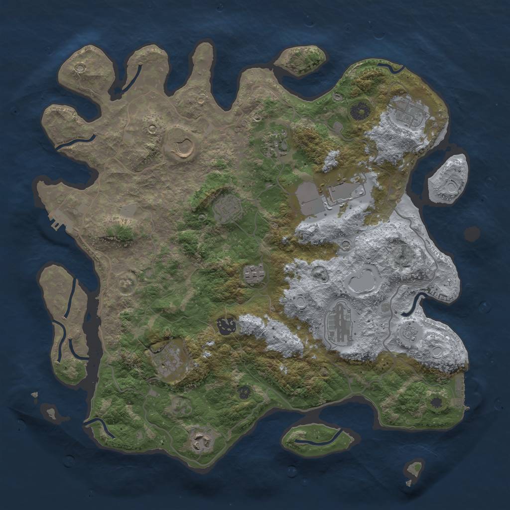 Rust Map: Procedural Map, Size: 4000, Seed: 87816, 19 Monuments