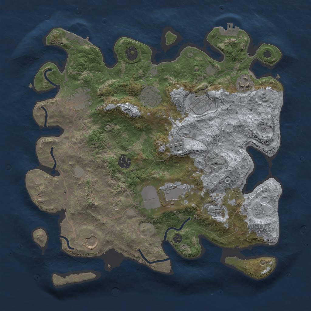 Rust Map: Procedural Map, Size: 3500, Seed: 7654323, 18 Monuments
