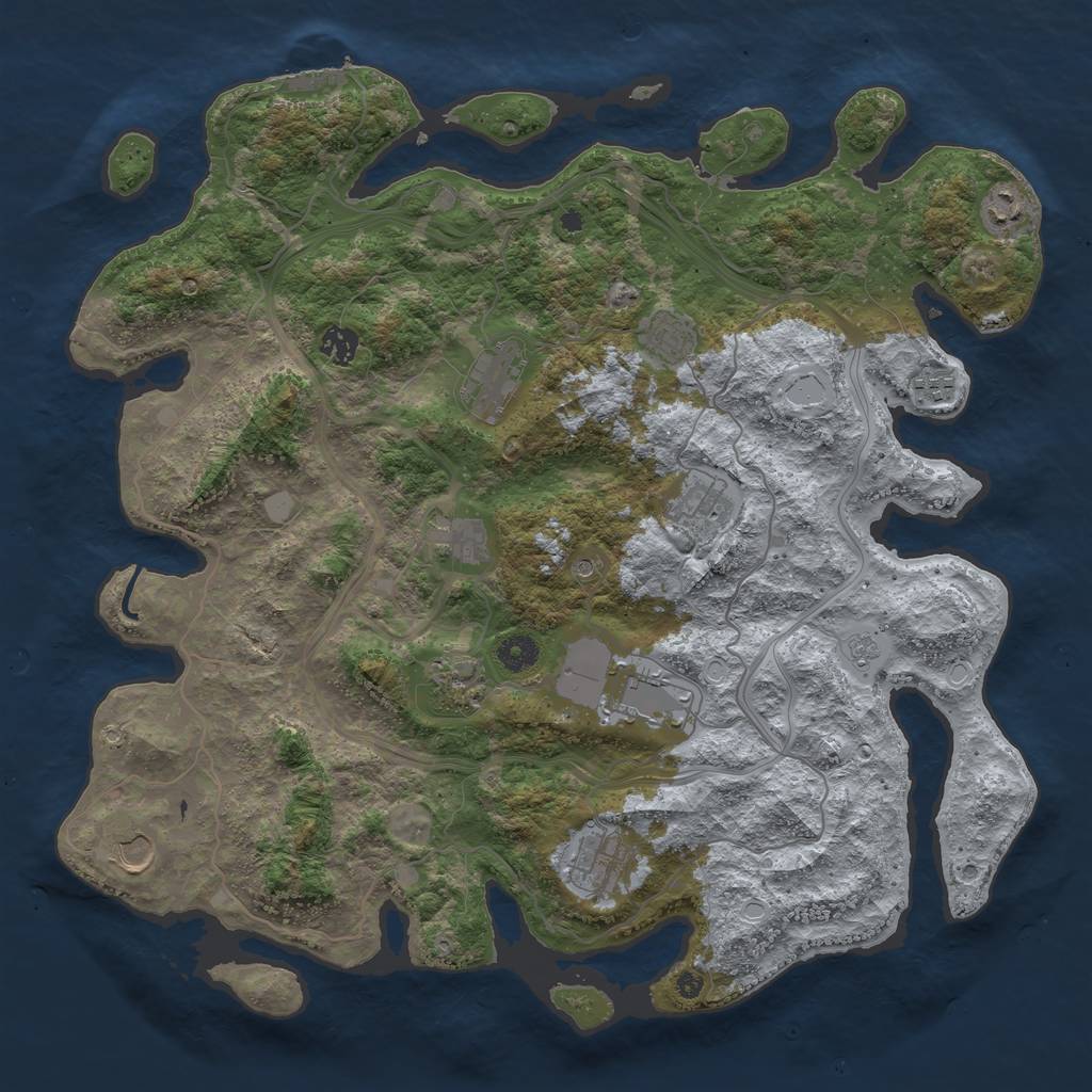 Rust Map: Procedural Map, Size: 4250, Seed: 1674258187, 19 Monuments