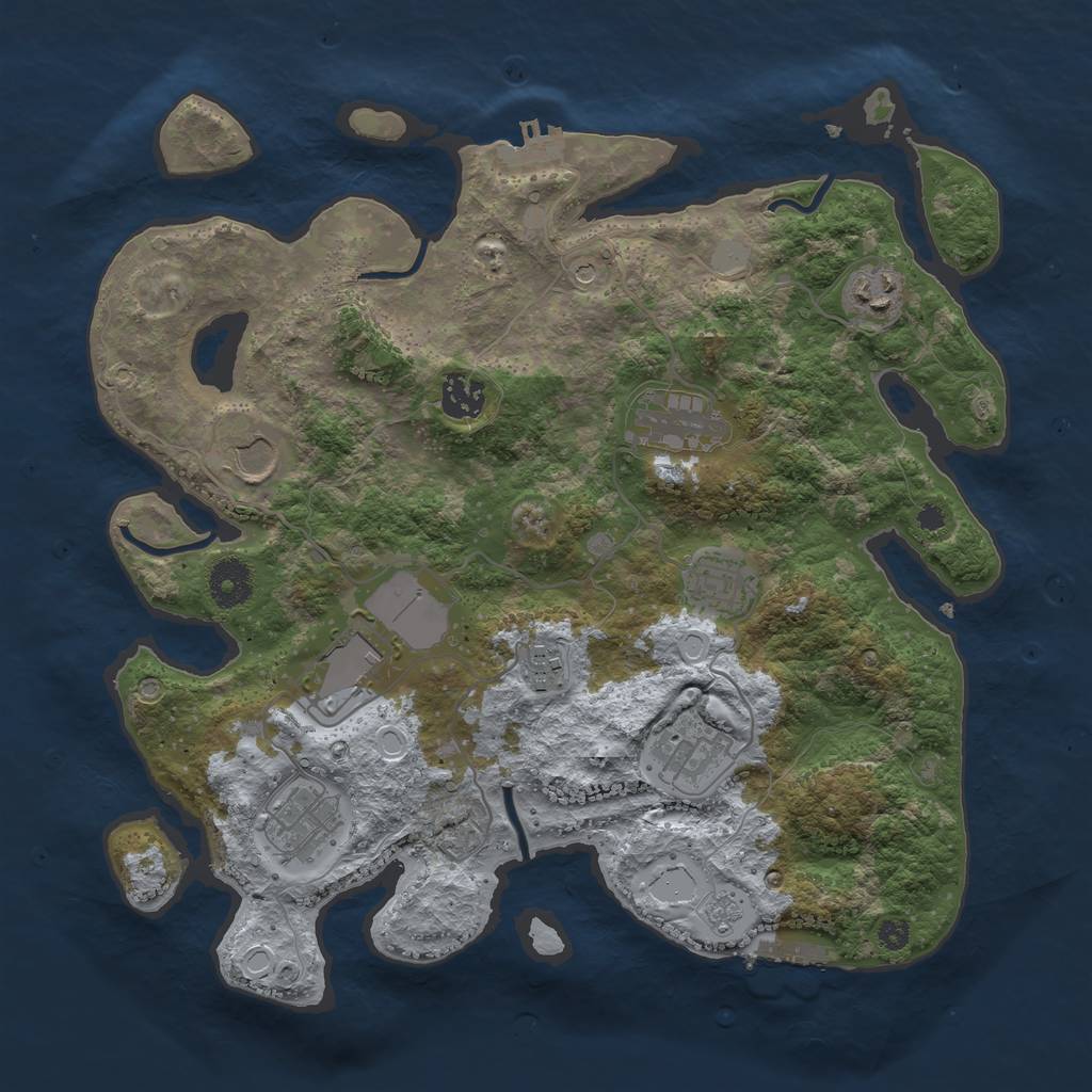Rust Map: Procedural Map, Size: 3550, Seed: 620284, 18 Monuments