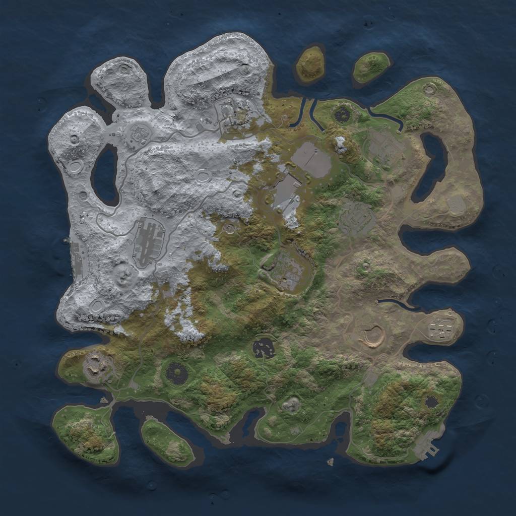 Rust Map: Procedural Map, Size: 3500, Seed: 1713774554, 19 Monuments