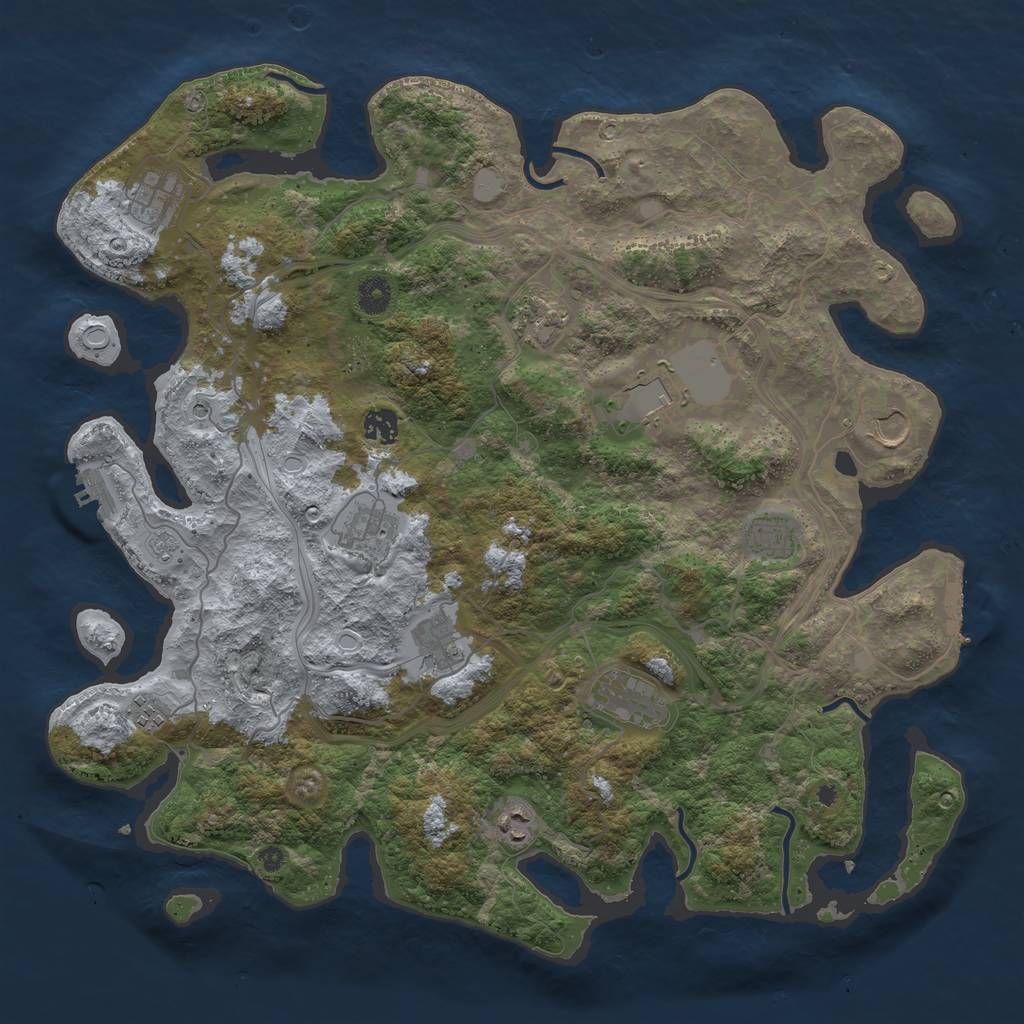 Rust Map: Procedural Map, Size: 4250, Seed: 1245305211, 20 Monuments