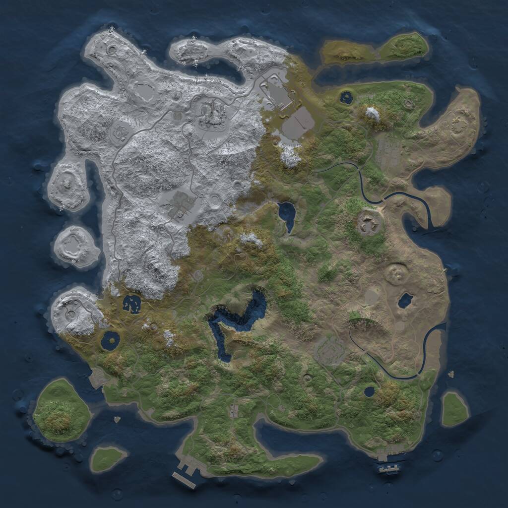 Rust Map: Procedural Map, Size: 4000, Seed: 480335, 13 Monuments