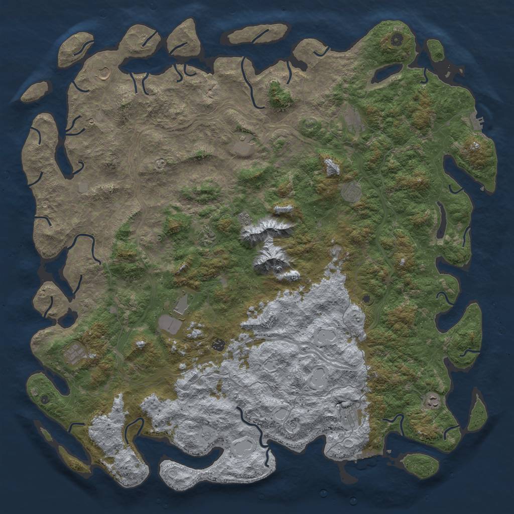 Rust Map: Procedural Map, Size: 6000, Seed: 857781575, 20 Monuments