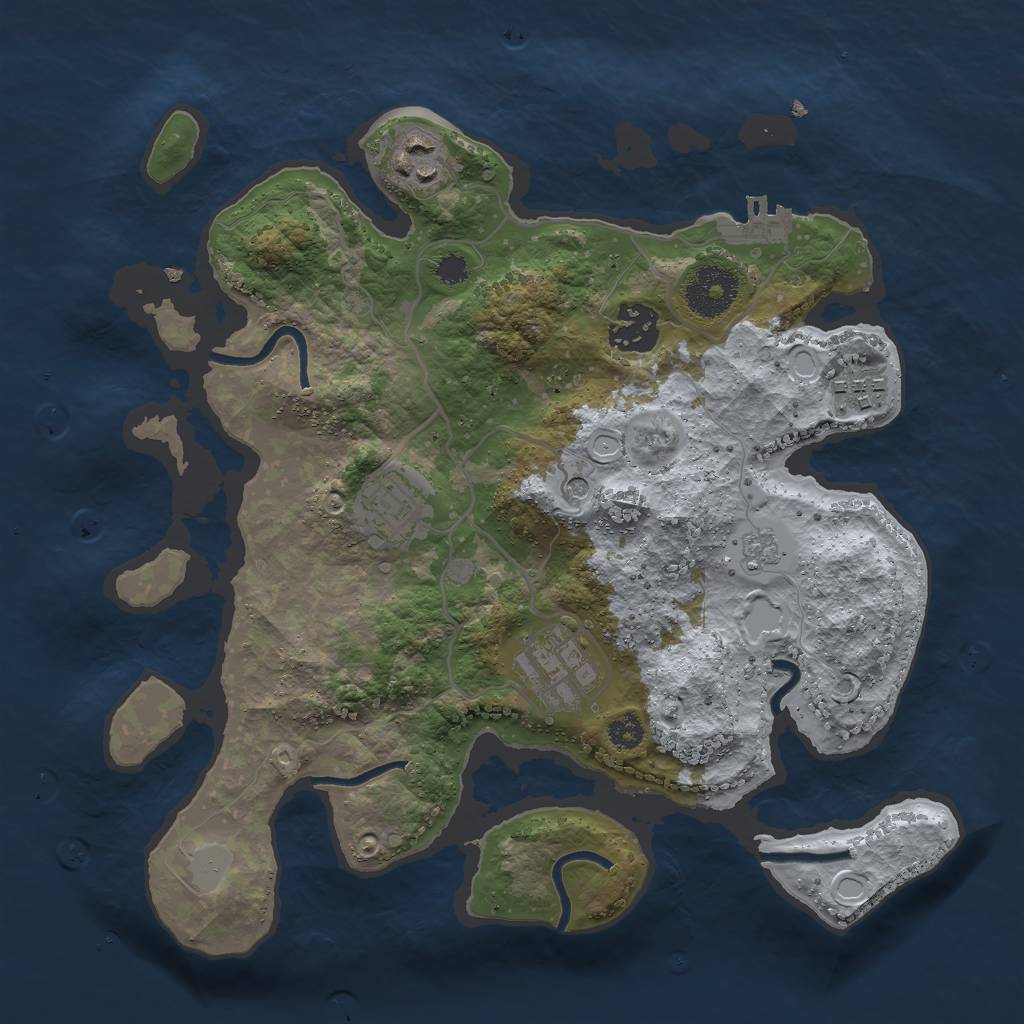 Rust Map: Procedural Map, Size: 3000, Seed: 1613212583, 13 Monuments