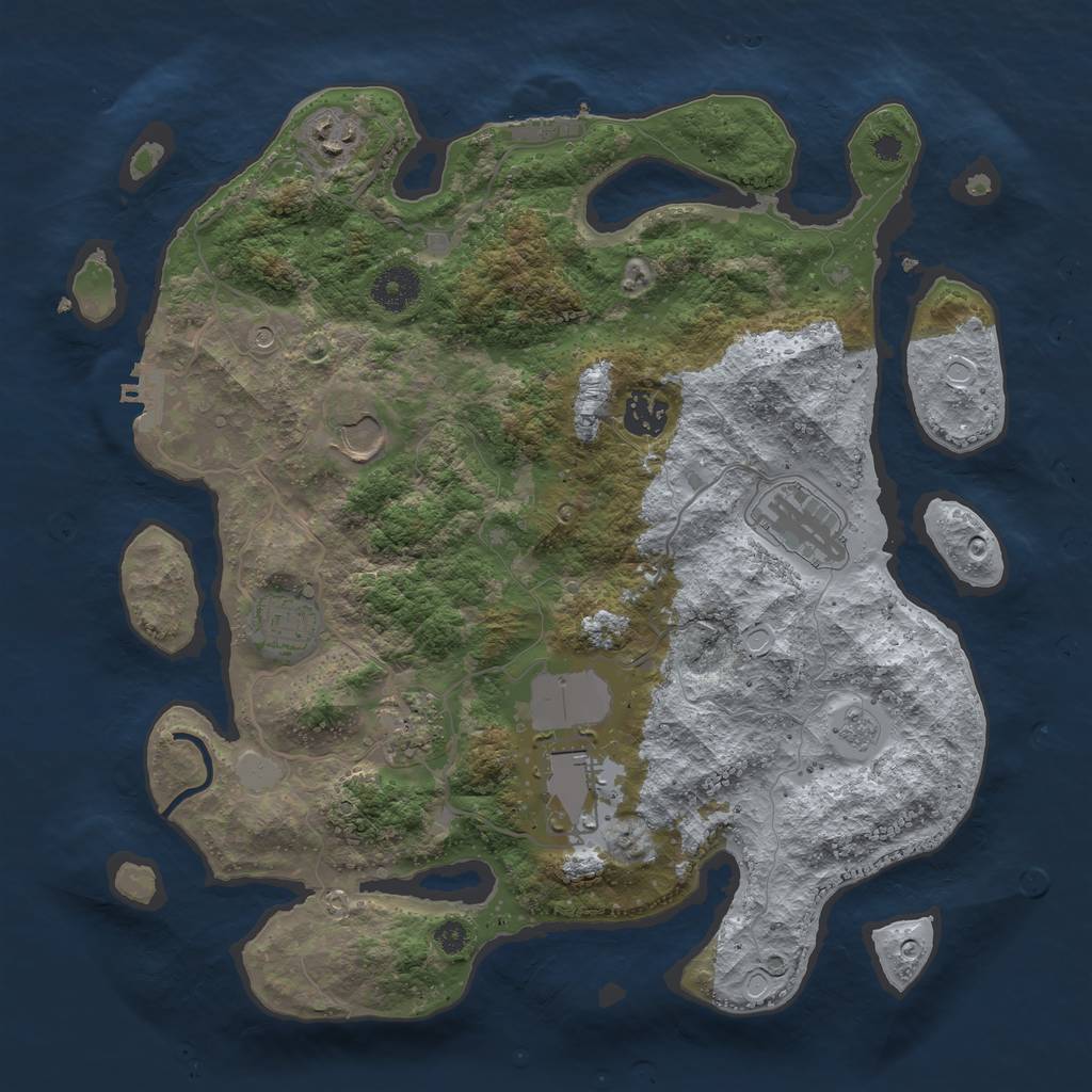 Rust Map: Procedural Map, Size: 3550, Seed: 733812, 16 Monuments