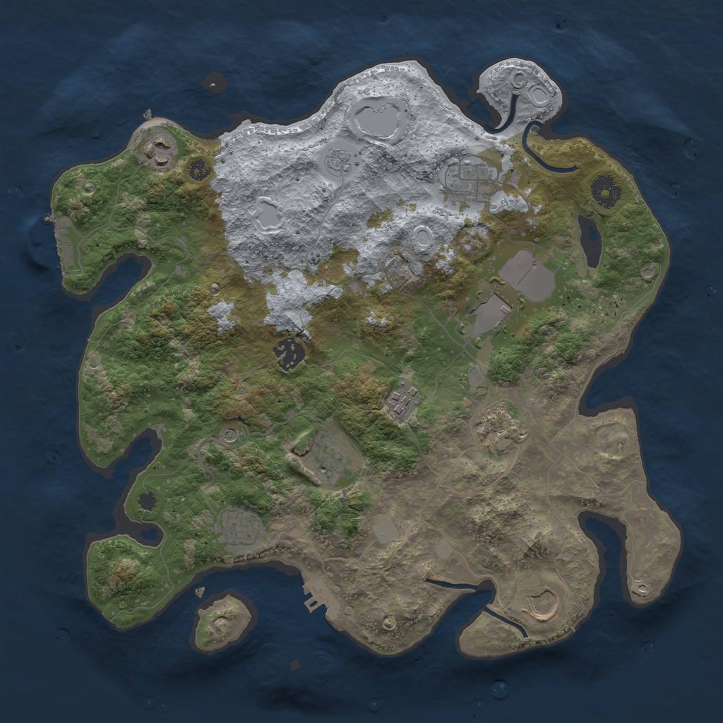Rust Map: Procedural Map, Size: 3500, Seed: 552115363, 18 Monuments