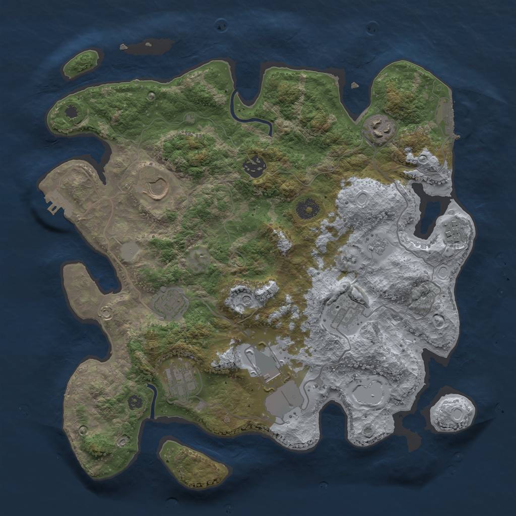 Rust Map: Procedural Map, Size: 3550, Seed: 480427, 17 Monuments