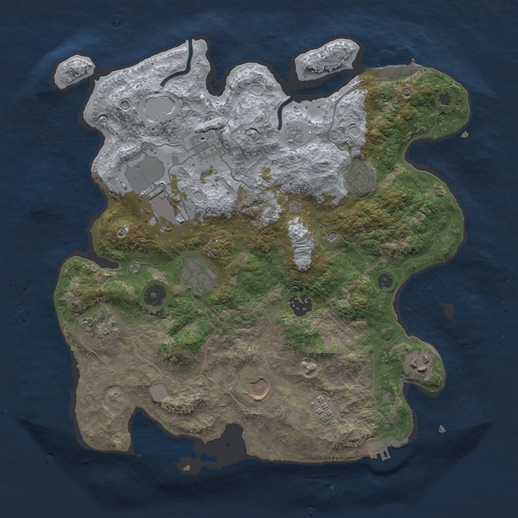 Rust Map: Procedural Map, Size: 3550, Seed: 93342, 18 Monuments