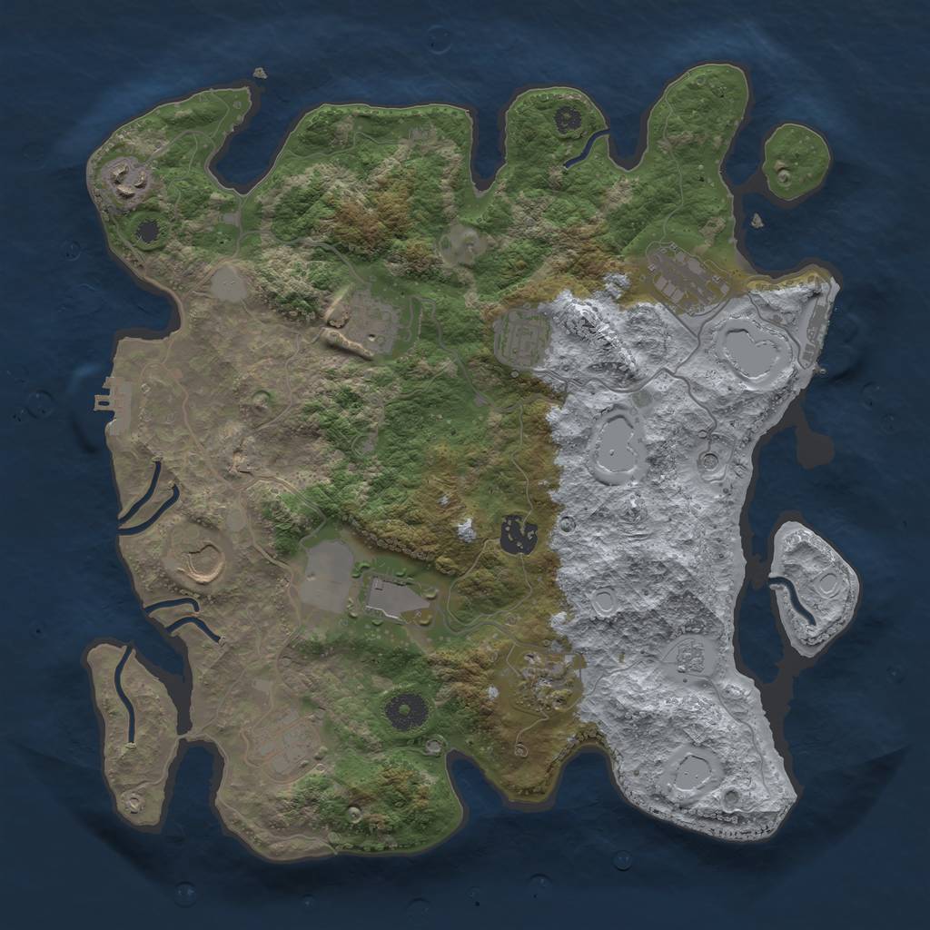 Rust Map: Procedural Map, Size: 3550, Seed: 581062, 18 Monuments