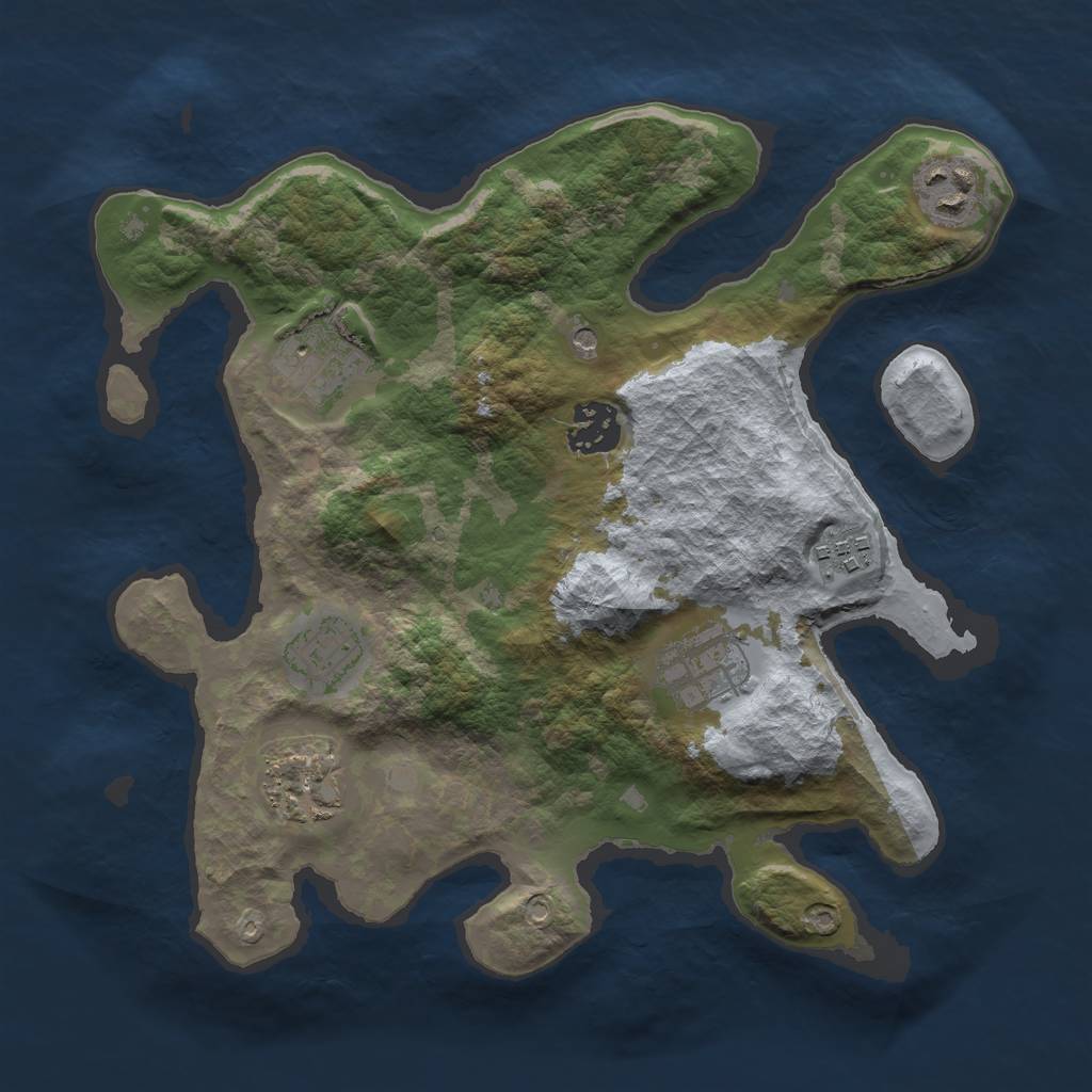 Rust Map: Barren, Size: 3000, Seed: 1540995509, 10 Monuments
