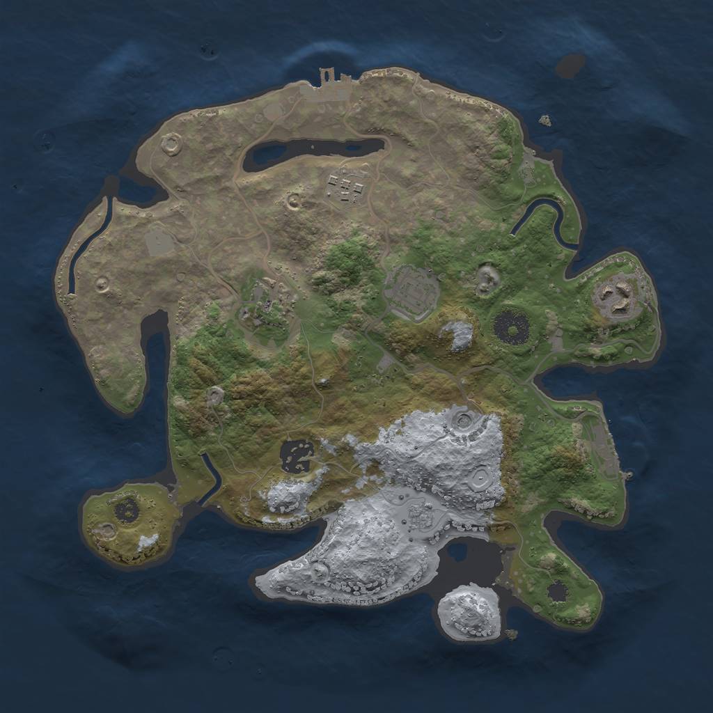 Rust Map: Procedural Map, Size: 3000, Seed: 529559785, 14 Monuments