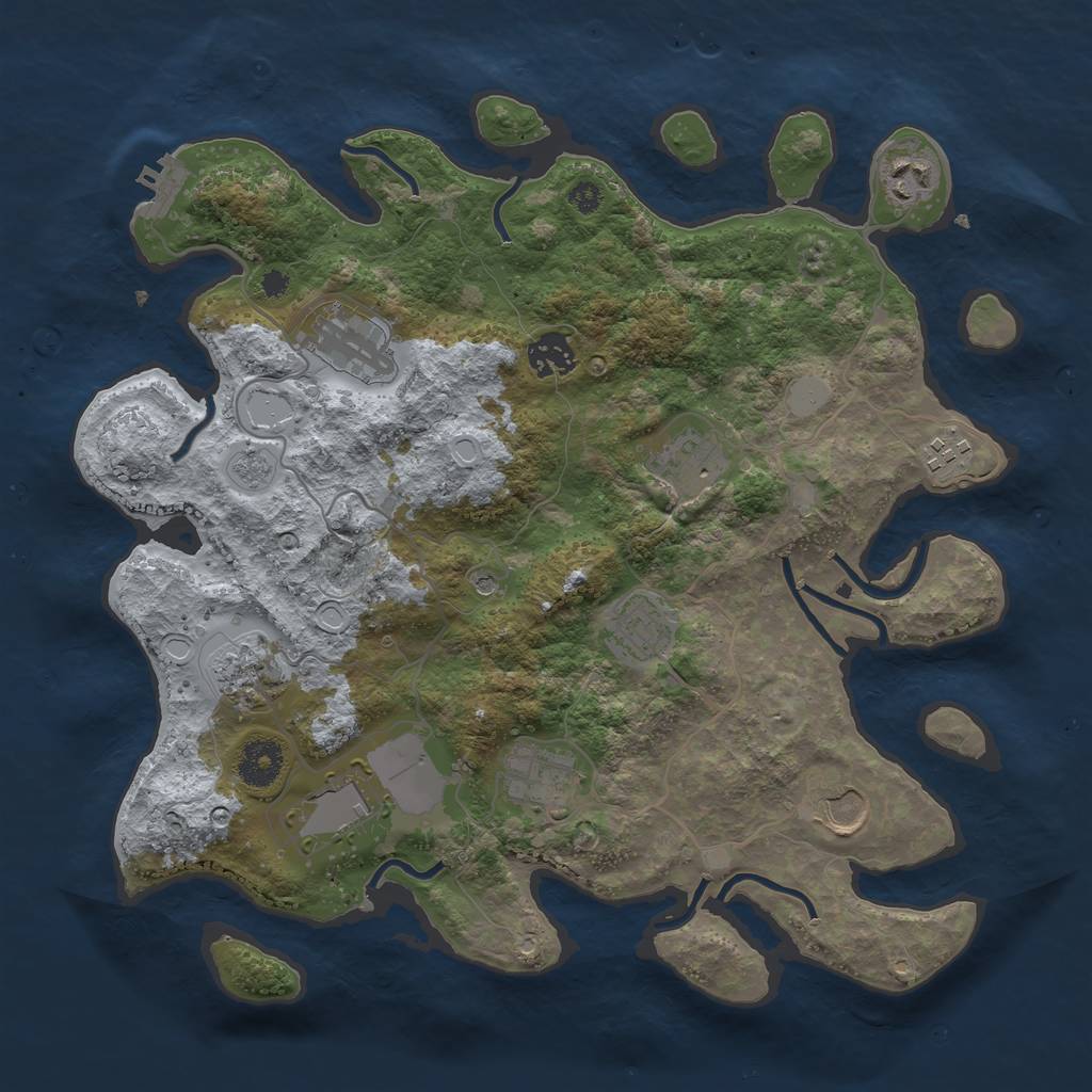 Rust Map: Procedural Map, Size: 3550, Seed: 792226, 18 Monuments