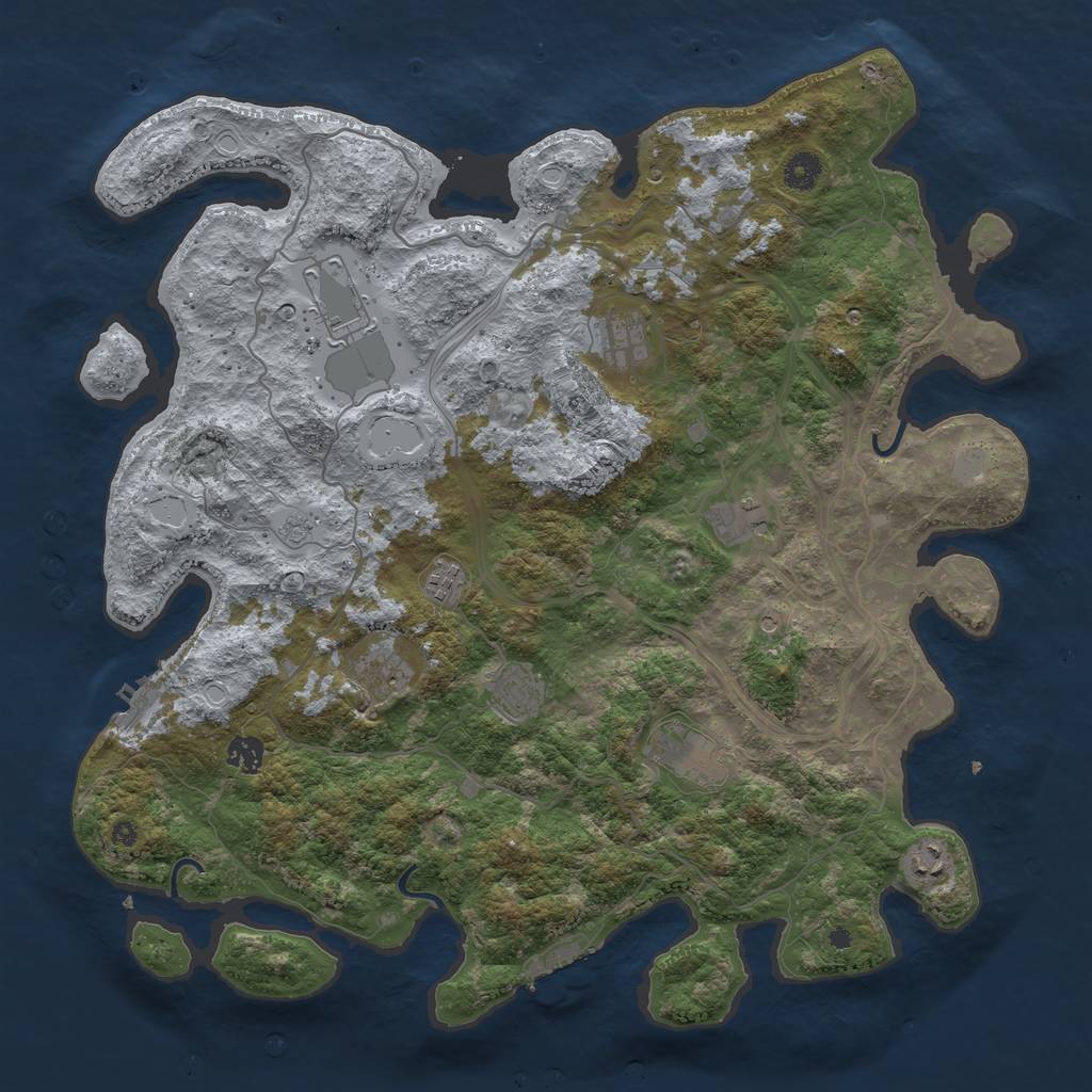 Rust Map: Procedural Map, Size: 4300, Seed: 27869, 18 Monuments
