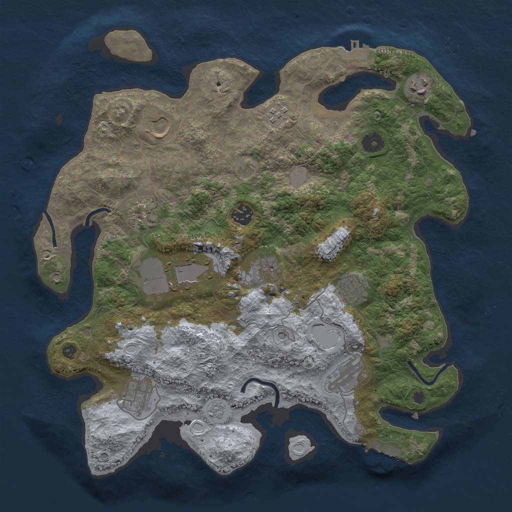 Rust Map: Procedural Map, Size: 3700, Seed: 97223, 19 Monuments