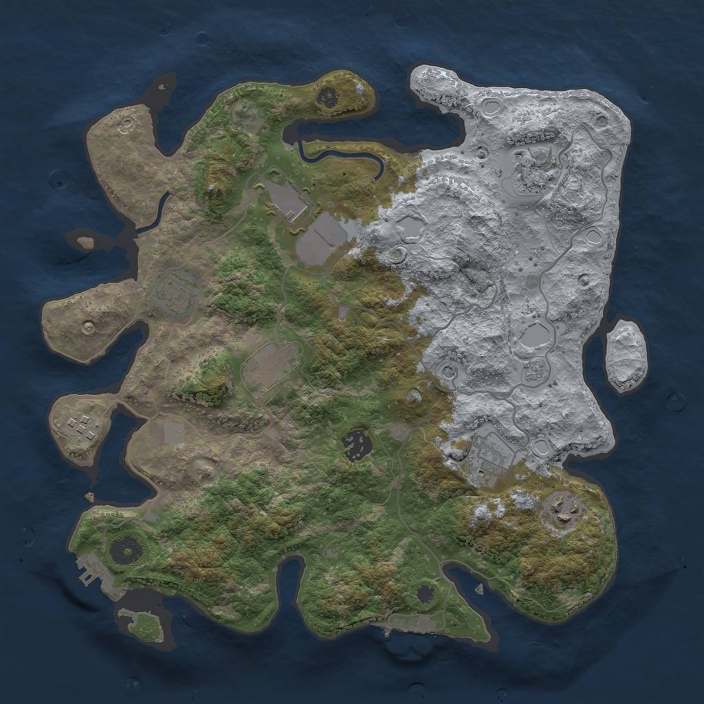 Rust Map: Procedural Map, Size: 3500, Seed: 901791334, 17 Monuments