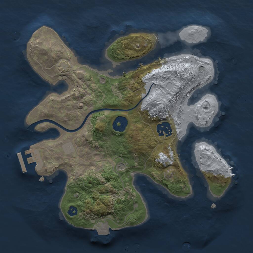 Rust Map: Procedural Map, Size: 2500, Seed: 1013437263, 5 Monuments