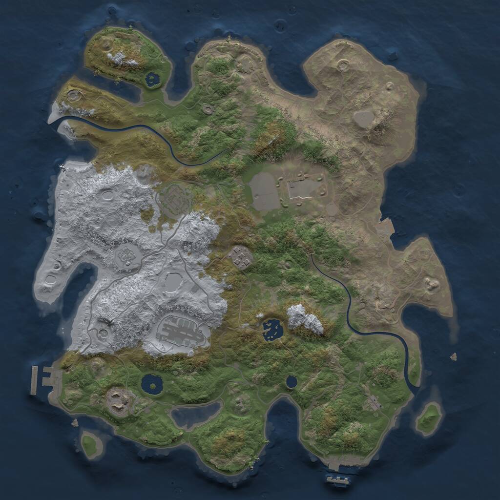Rust Map: Procedural Map, Size: 3500, Seed: 1020410742, 12 Monuments