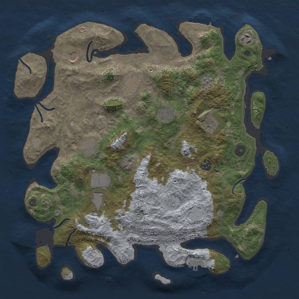 Rust Map: Procedural Map, Size: 4000, Seed: 47219143, 18 Monuments